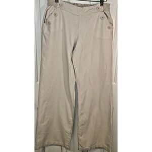 Candies Pants Womens 11 Wide Leg Linen Blend Casual Mid Rise Button Front Pocket